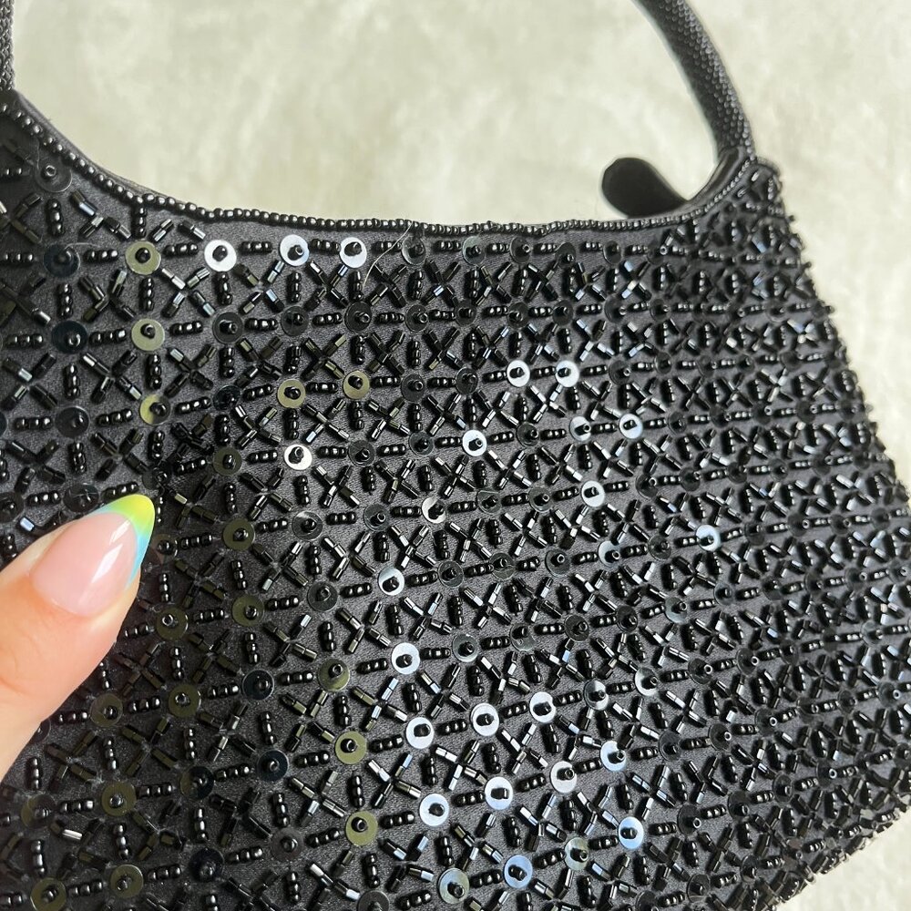 3/$30 🌟 Little Black Sequin Beaded Evening Shoulder Bag - Picture 4 of 5